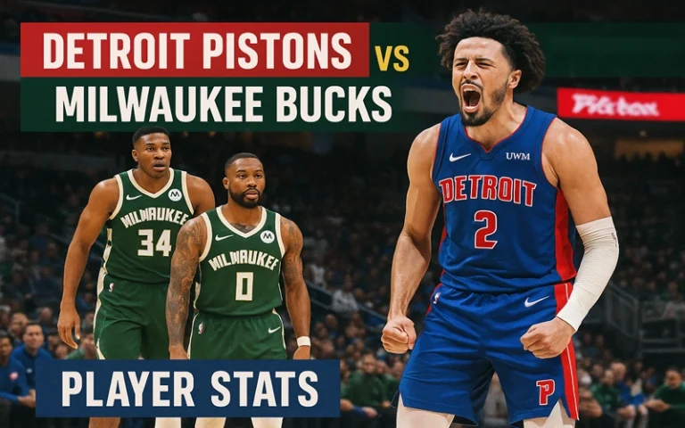 detroit pistons vs milwaukee bucks match player stats